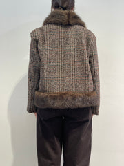 Tensione In - Giacca tweed con ecopelliccia moro