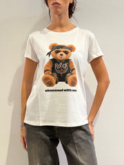 Vicolo - T-Shirt teddy rock bianca