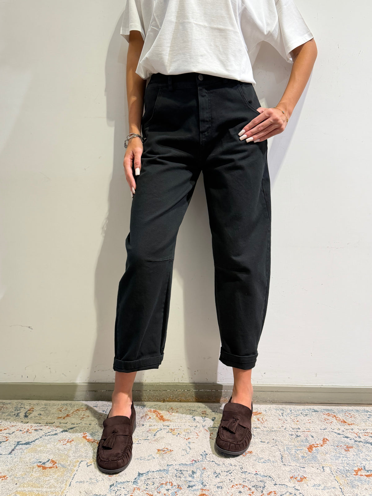 Motel - Pantalone barrel nero