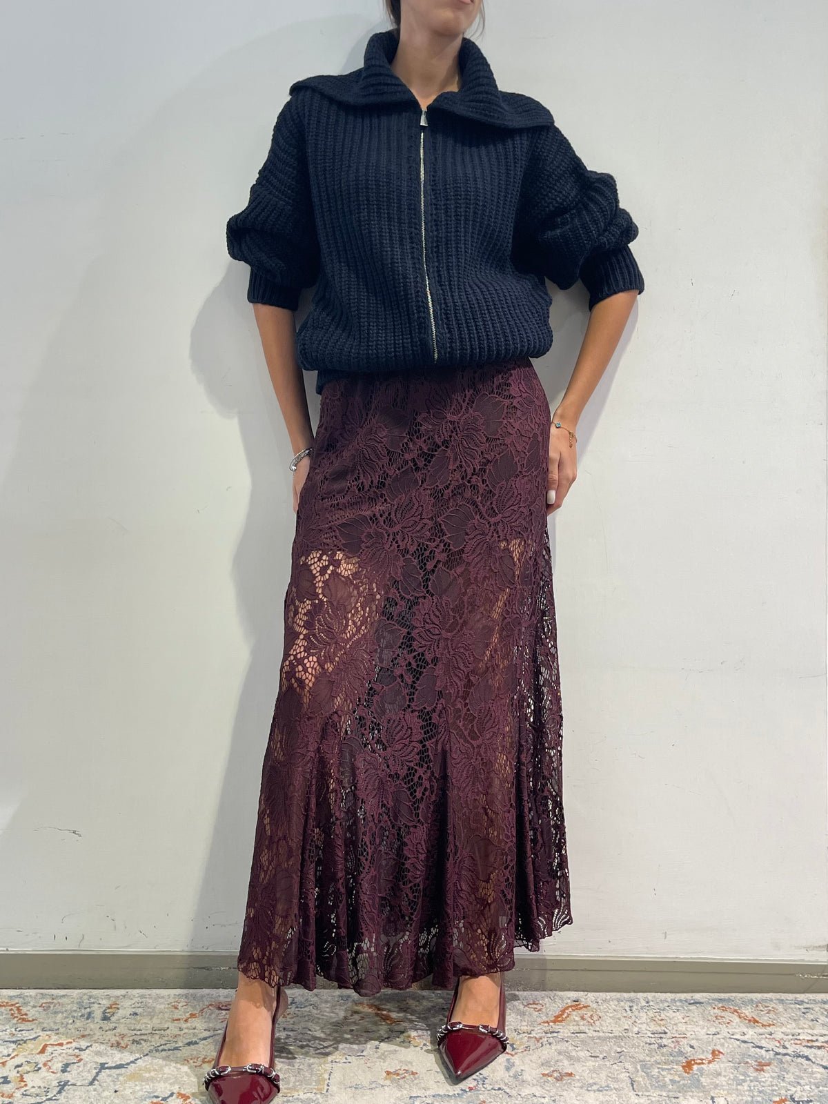 Kontatto - Cardigan con cerniera blu