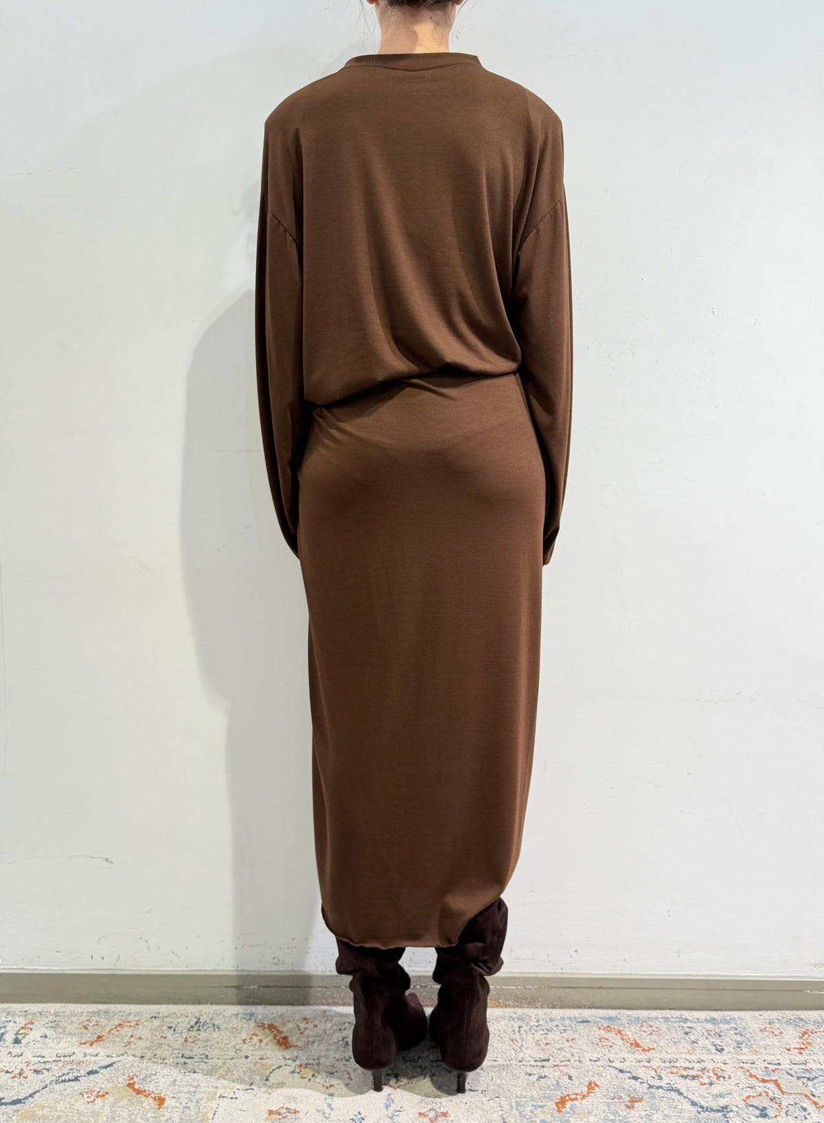 Tensione In - Abito lungo jersey con nodo laterale moro