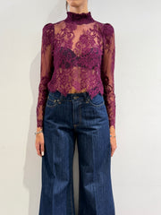 Motel - Blusa in pizzo magenta