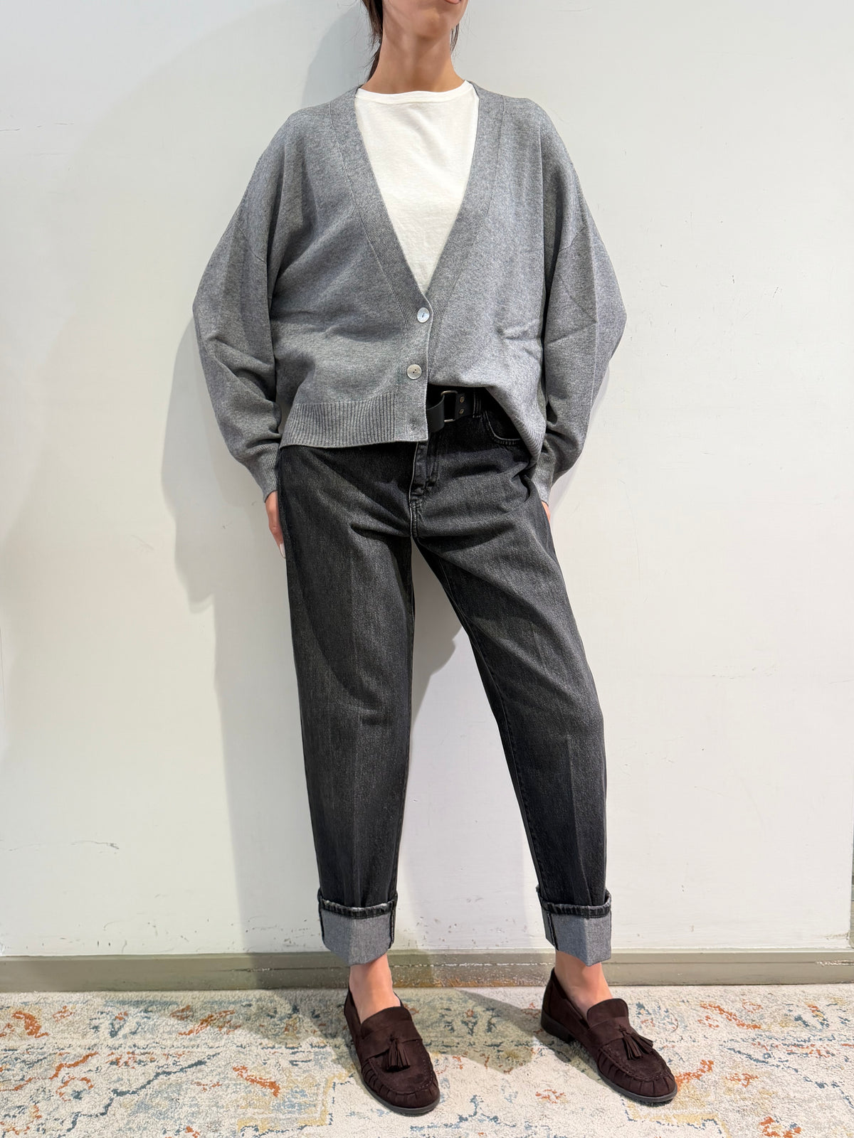 Haveone - Cardigan tre bottoni grigio