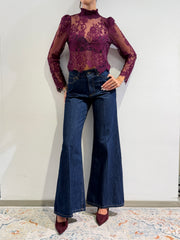 Motel - Blusa in pizzo magenta
