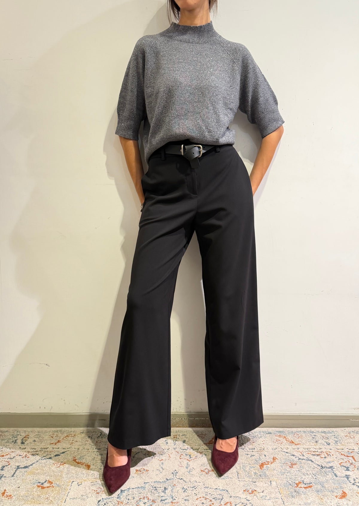 Motel - Pantalone con elastico dietro nero