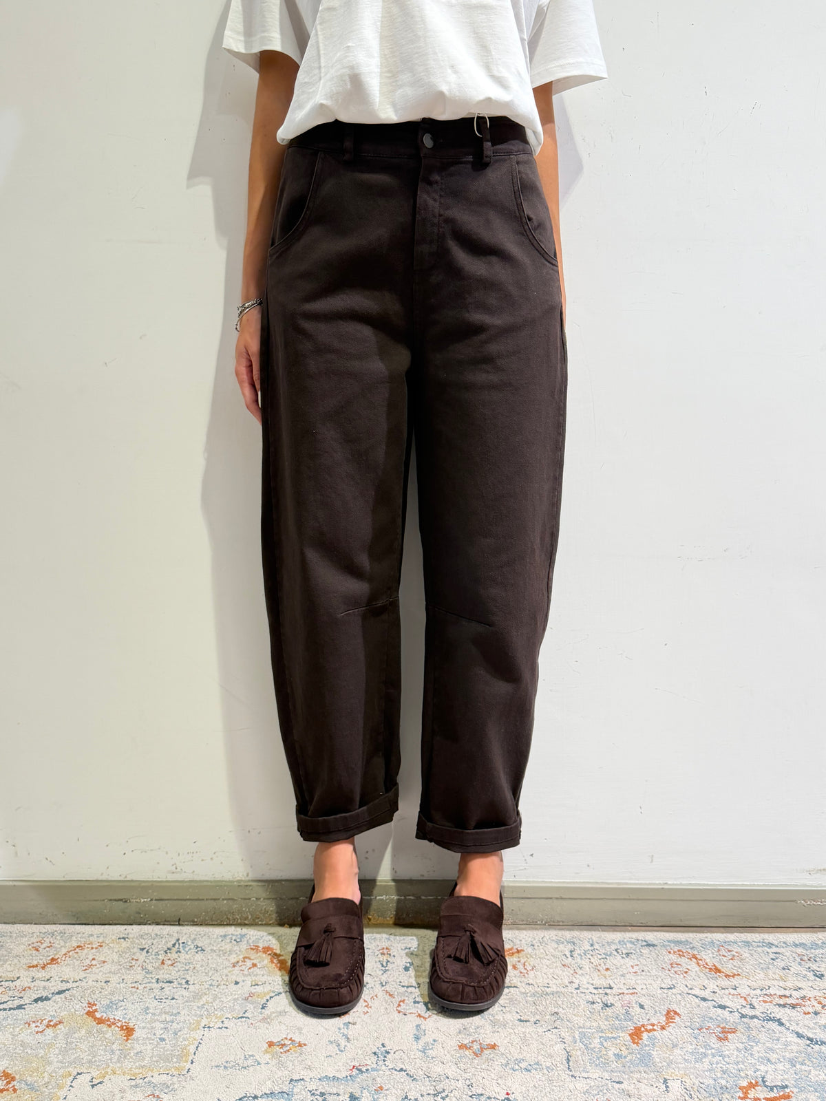 Motel - Pantalone barrel moro