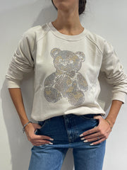 Vicolo - Felpa con orsetto strass avorio