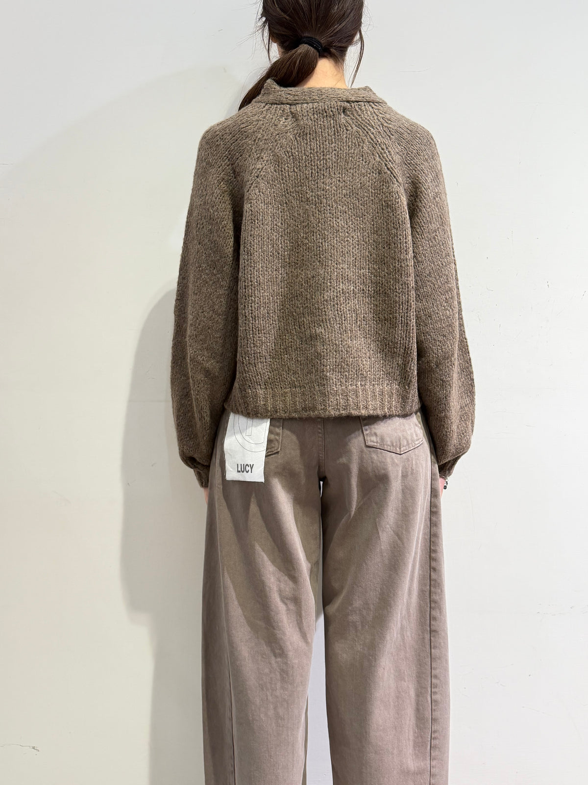 Haveone - Cardigan bottone perla fango