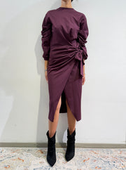 Tensione In - Abito con nodo laterale bordeaux