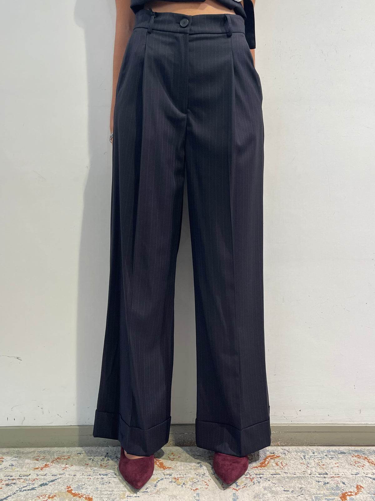 Vicolo - Completo gilet e pantaloni gessato blu