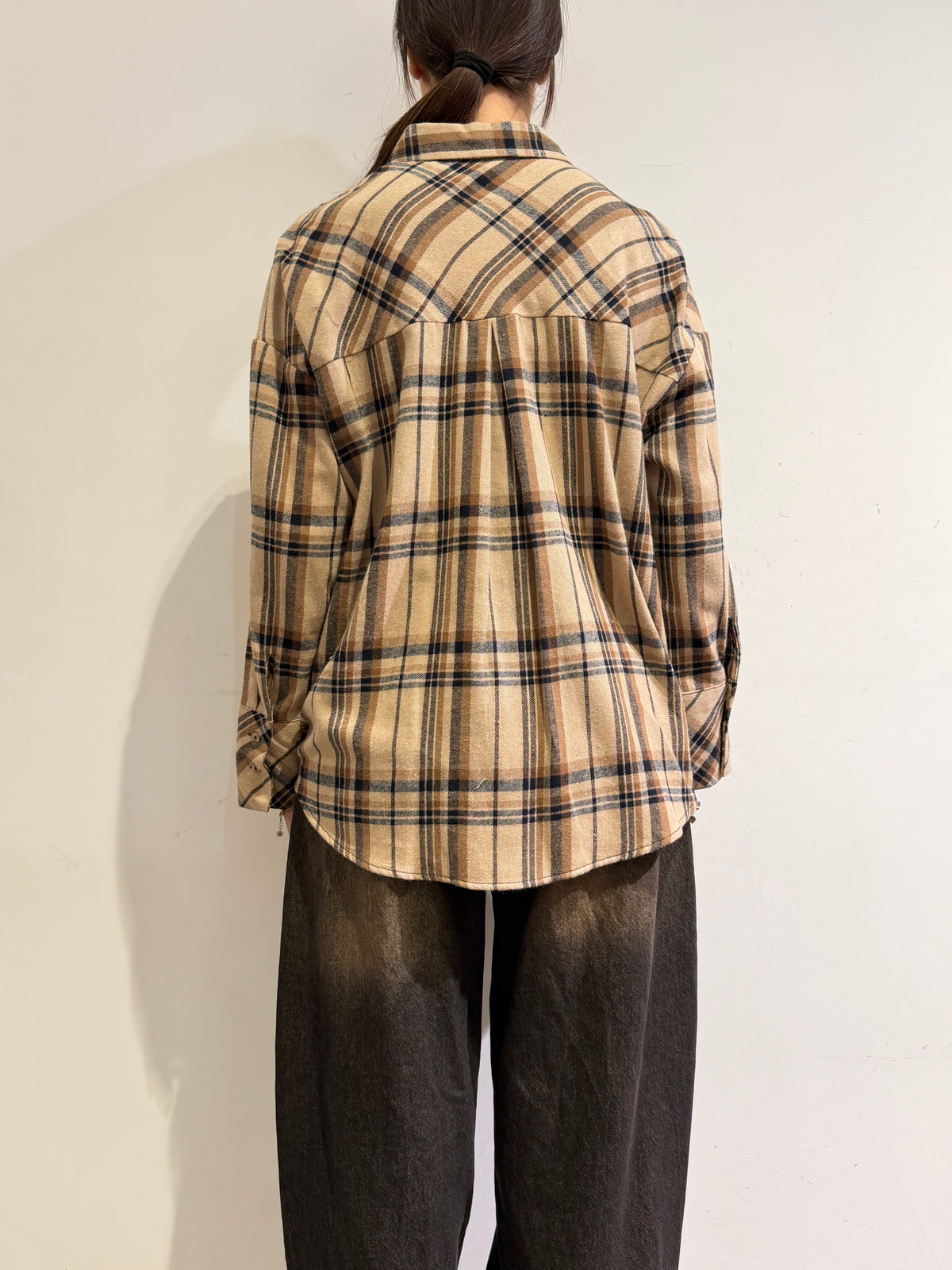 Dixie - Camicia a quadri con borchie cammello