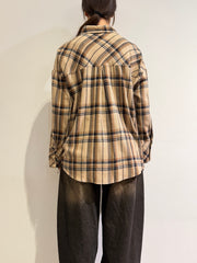Dixie - Camicia a quadri con borchie cammello