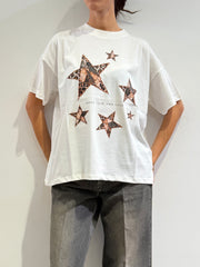 Vicolo - T-Shirt over stampa stelle animalier bianca