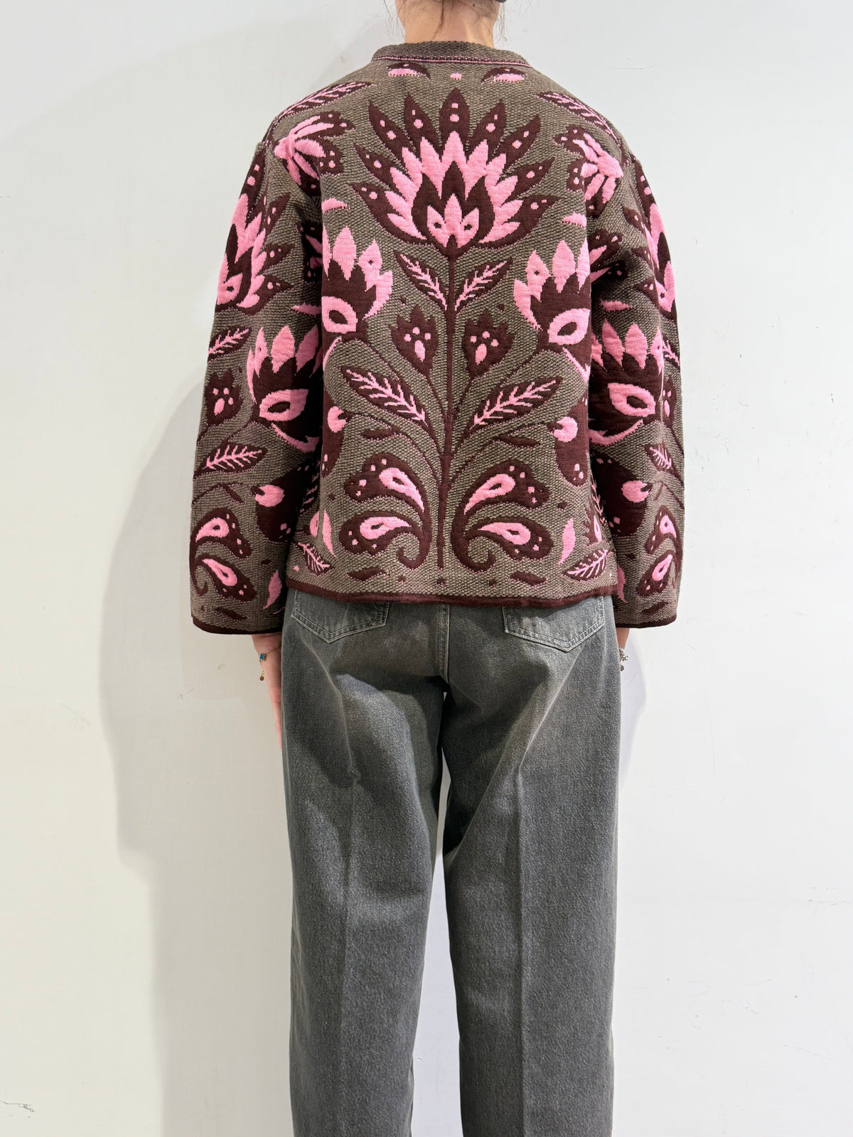 Dixie - Giacca in maglia lavorazione jacquard fango