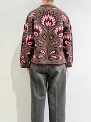 Dixie - Giacca in maglia lavorazione jacquard fango