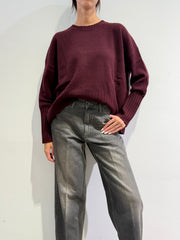 Vicolo - Maglia over girocollo bordeaux