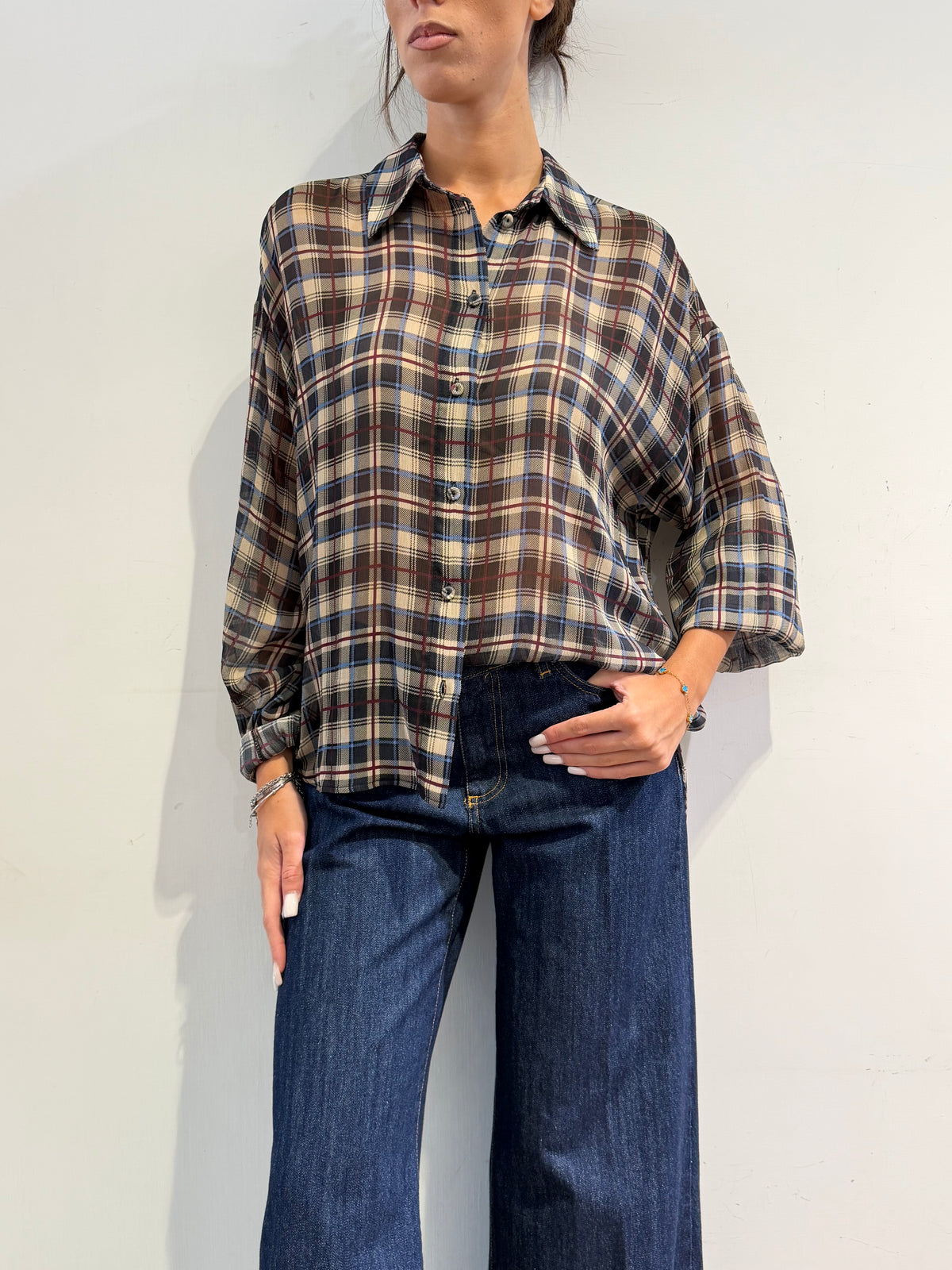 Motel - Camicia check beige