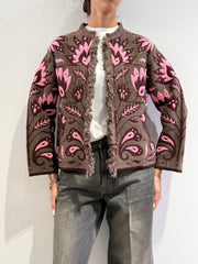 Dixie - Giacca in maglia lavorazione jacquard fango