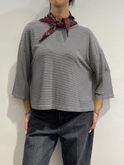 Dixie - T-shirt righe con piccolo foulard - riga nera