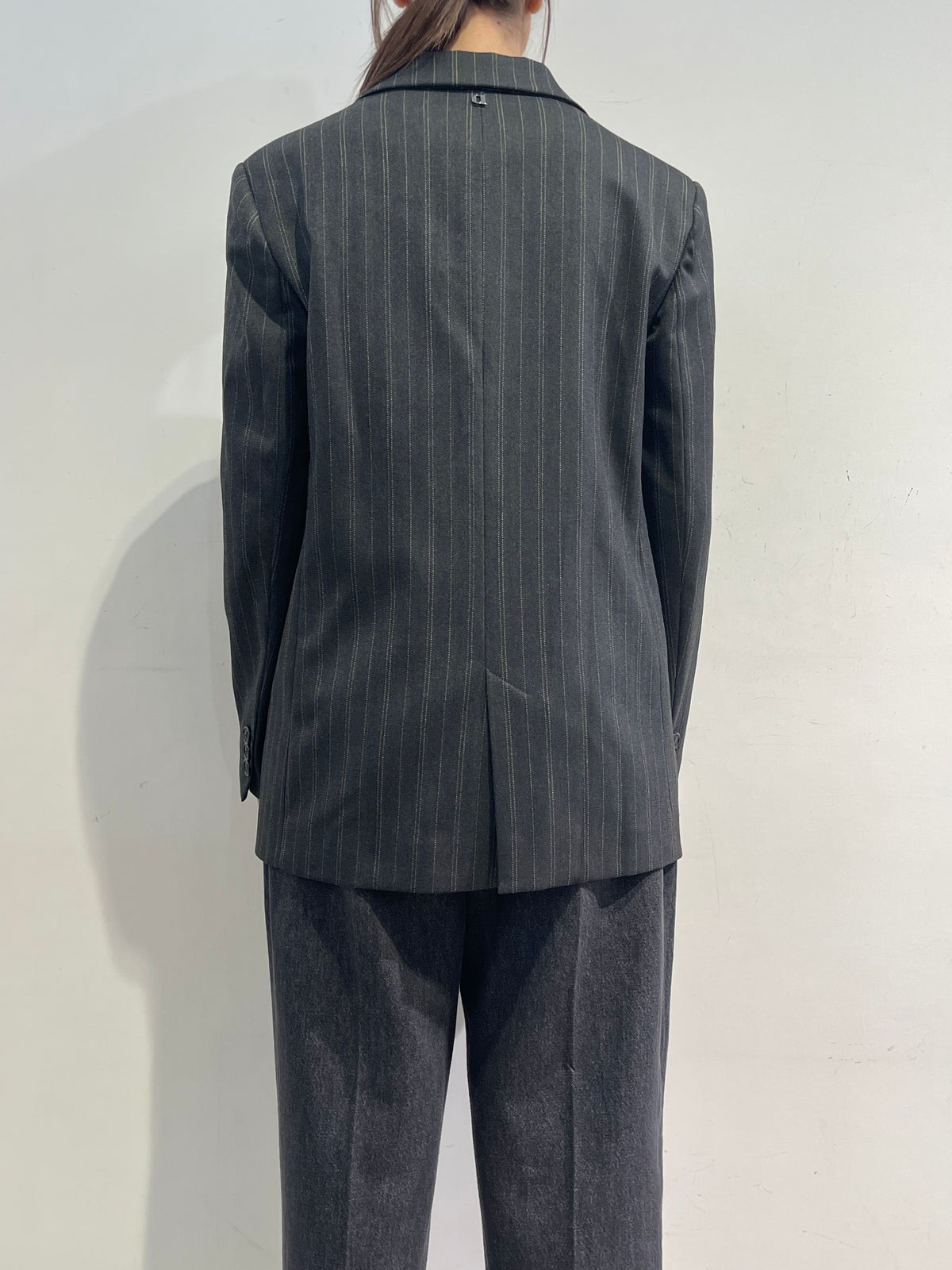 Dixie - Giacca gessata con foulard - grigio