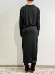 Tensione In - Abito lungo jersey nodo laterale nero