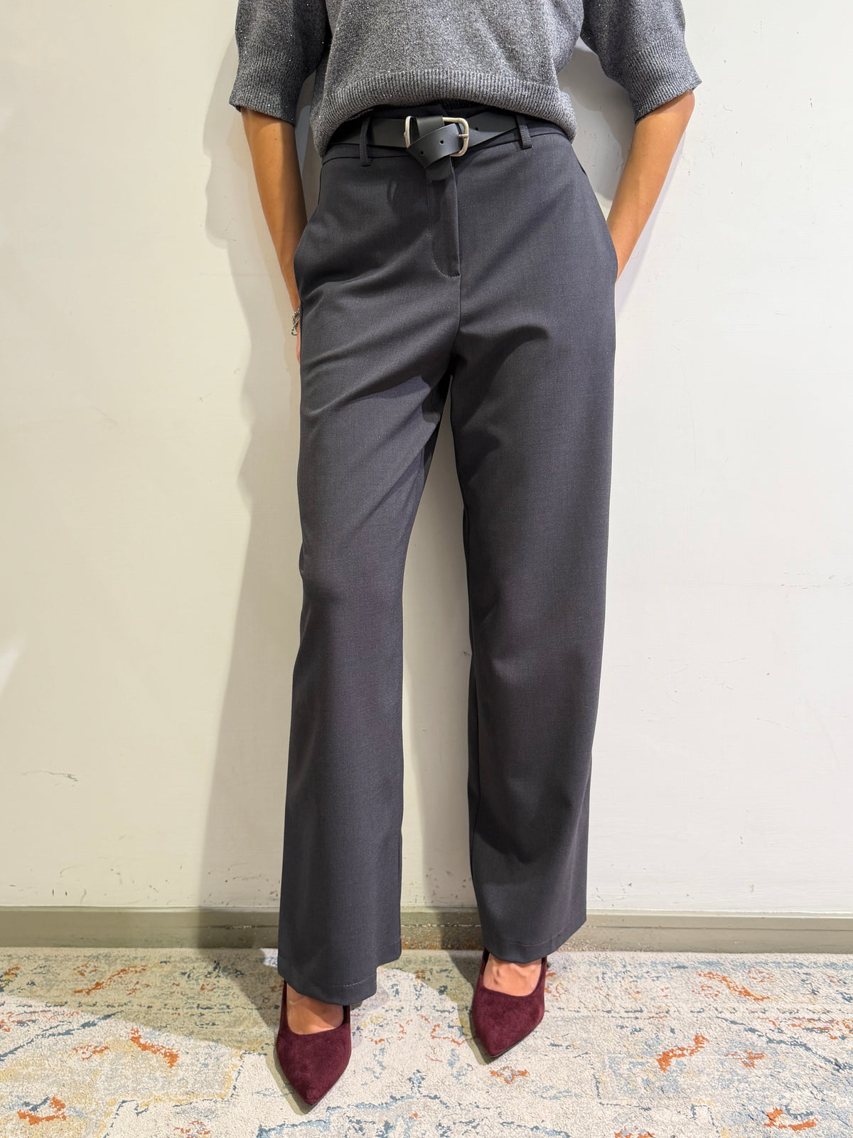 Motel - Pantalone con elastico dietro grigio