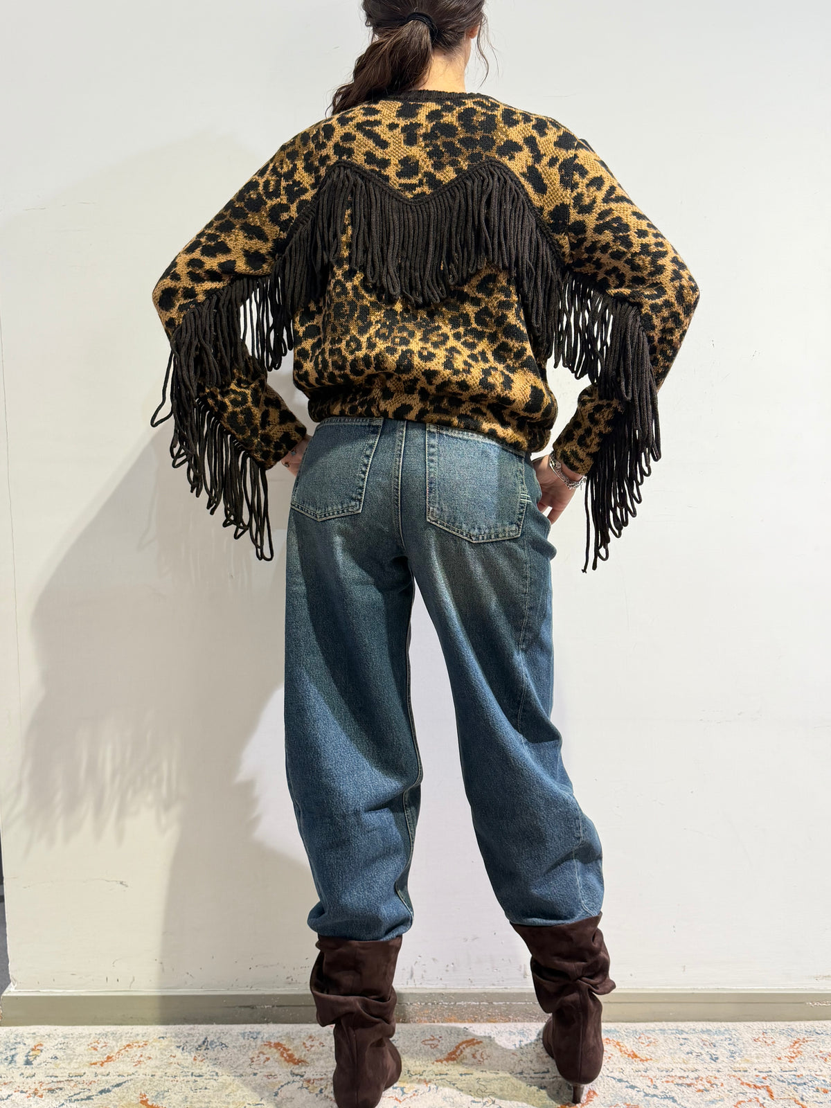 Vicolo - Cardigan con frange fantasia animalier