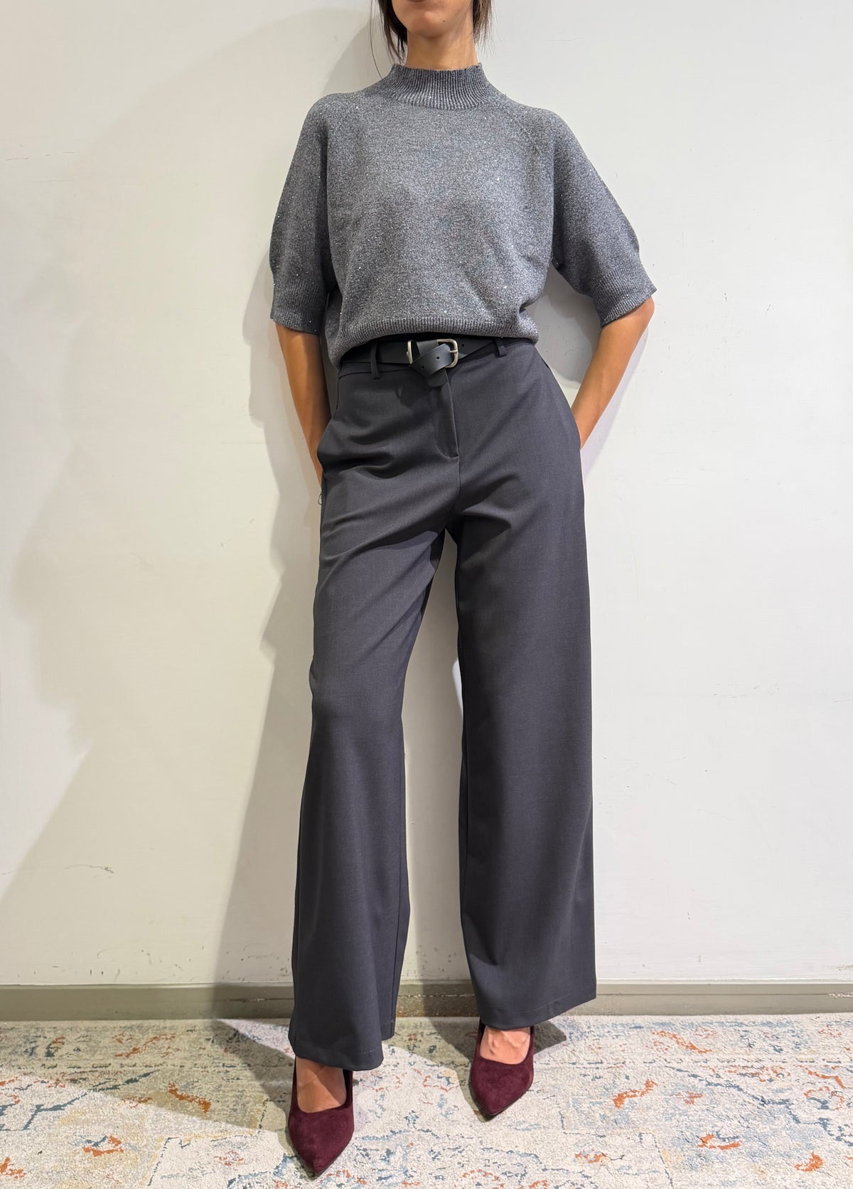 Motel - Pantalone con elastico dietro grigio
