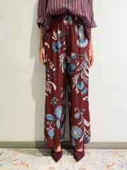 Haveone - Pantalone fantasia floreale bordeaux