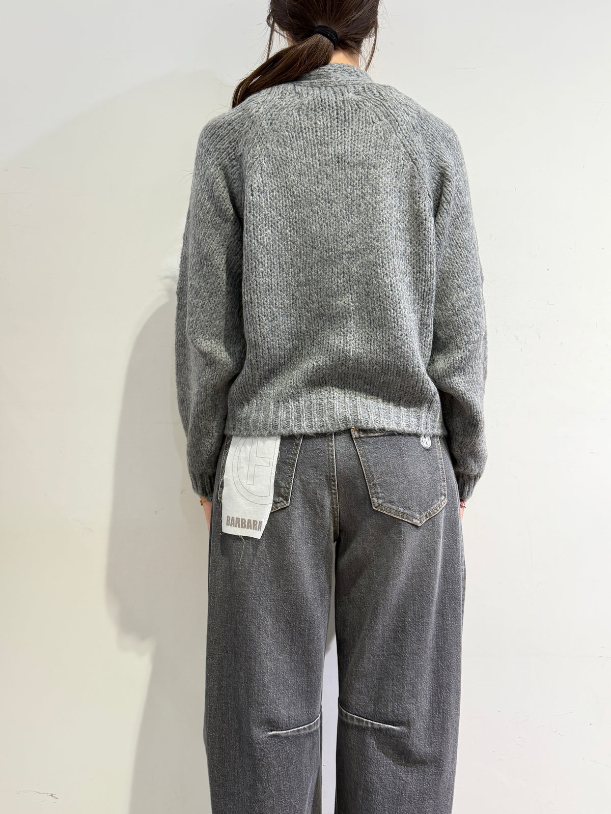 Haveone - Cardigan bottone perla grigio
