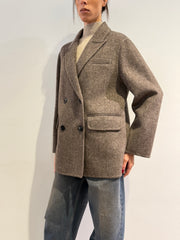 Vicolo - Giacca cappotto doppio petto fango