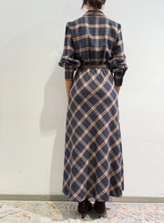 Motel - Abito collo camicia check blu