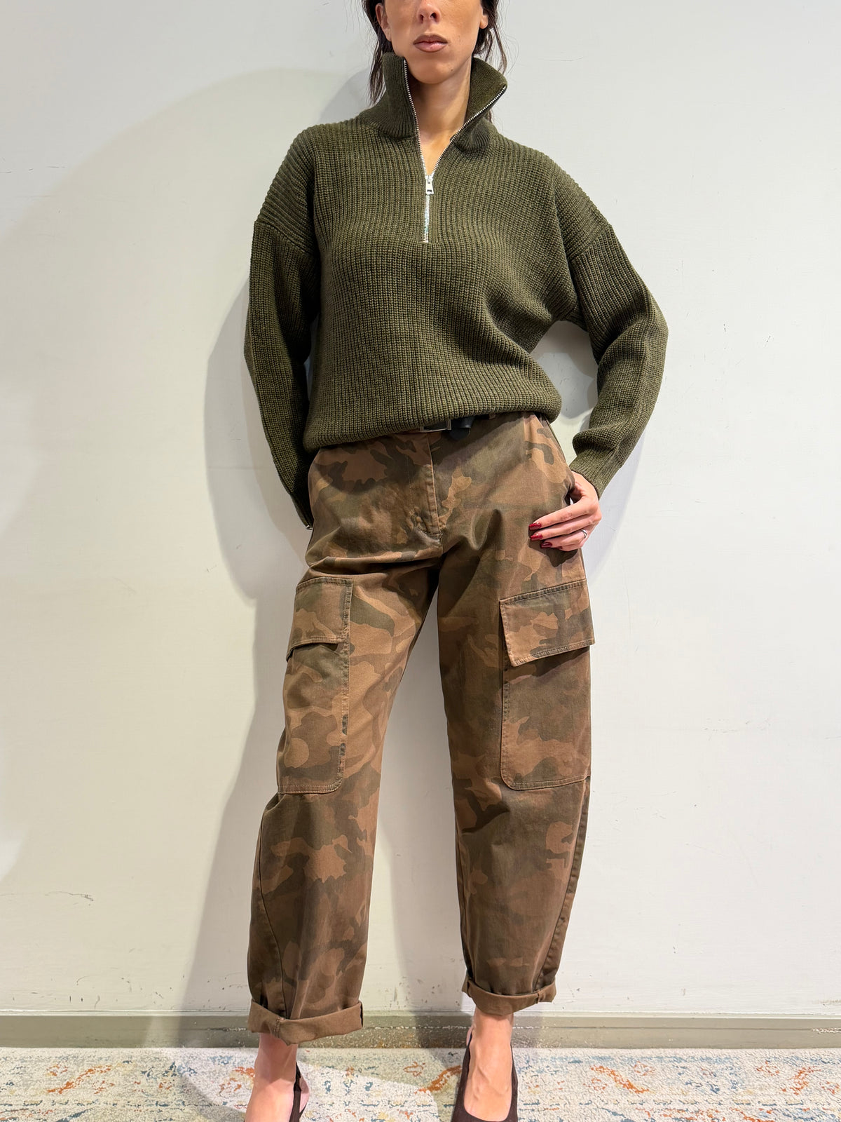 Vicolo - Maglia con zip militare