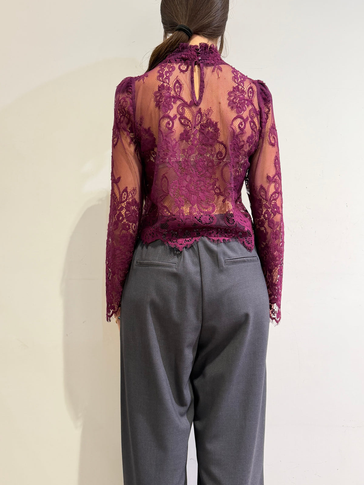 Motel - Blusa in pizzo magenta