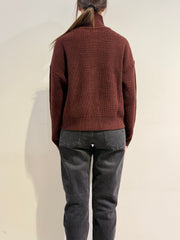 Vicolo - Cardigan con zip bordeaux