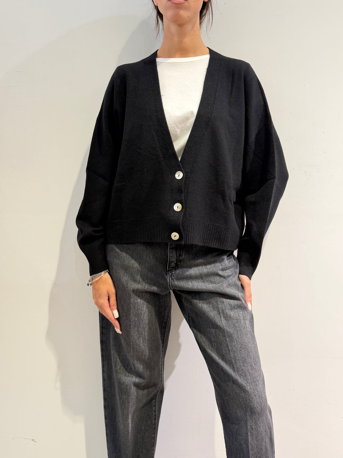 Haveone - Cardigan tre bottoni nero