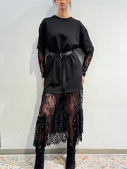 Vicolo - Abito t-shirt con pizzo nero