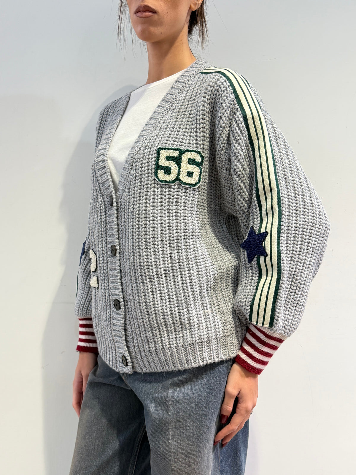 Vicolo - Cardigan con patch grigio