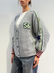 Vicolo - Cardigan con patch grigio
