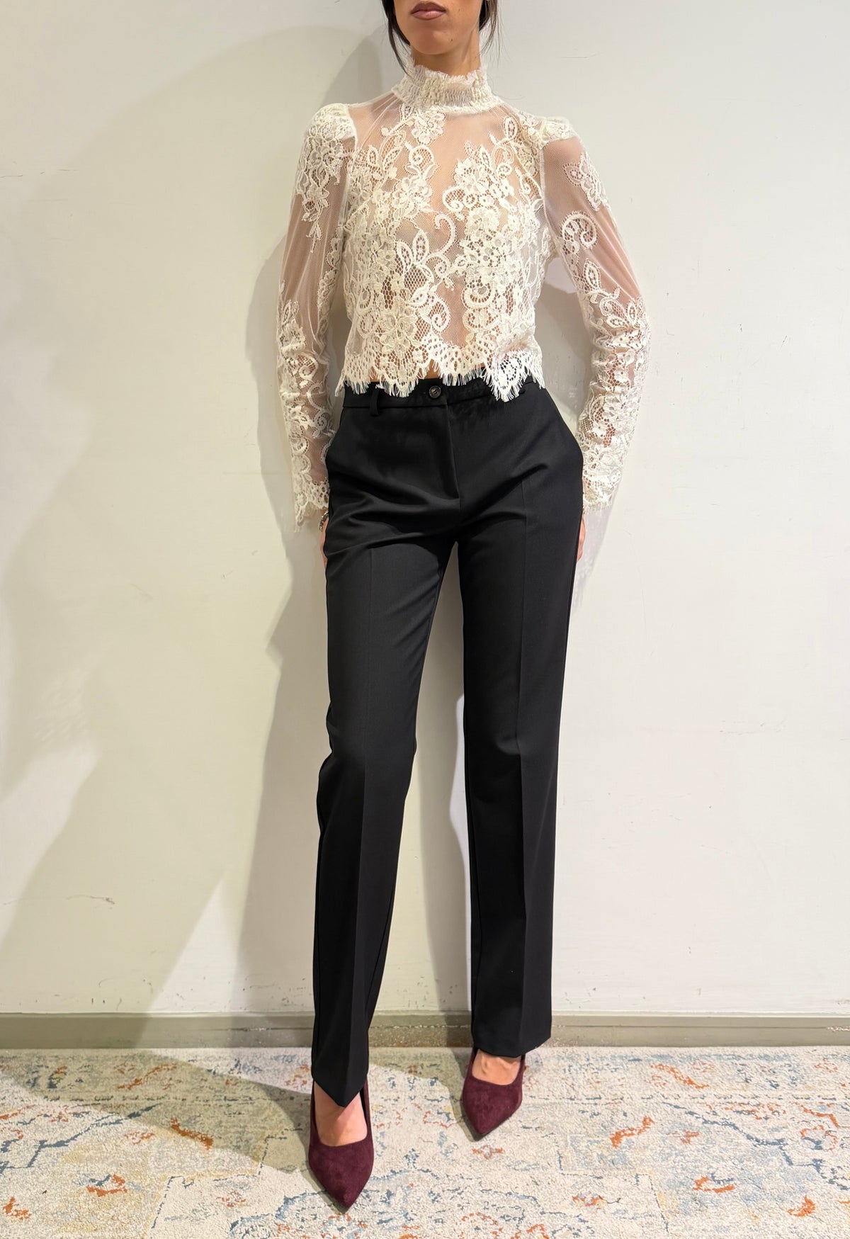 Motel - Blusa in pizzo panna