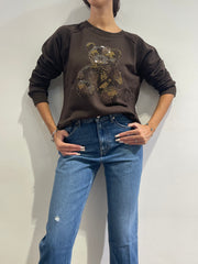 Vicolo - Felpa con orsetto strass moro