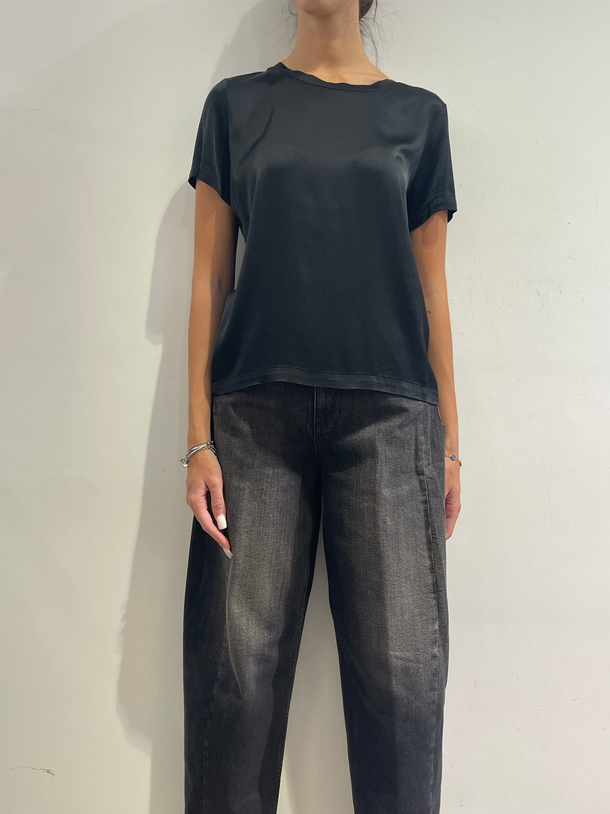 Vicolo - T-shirt satin nero