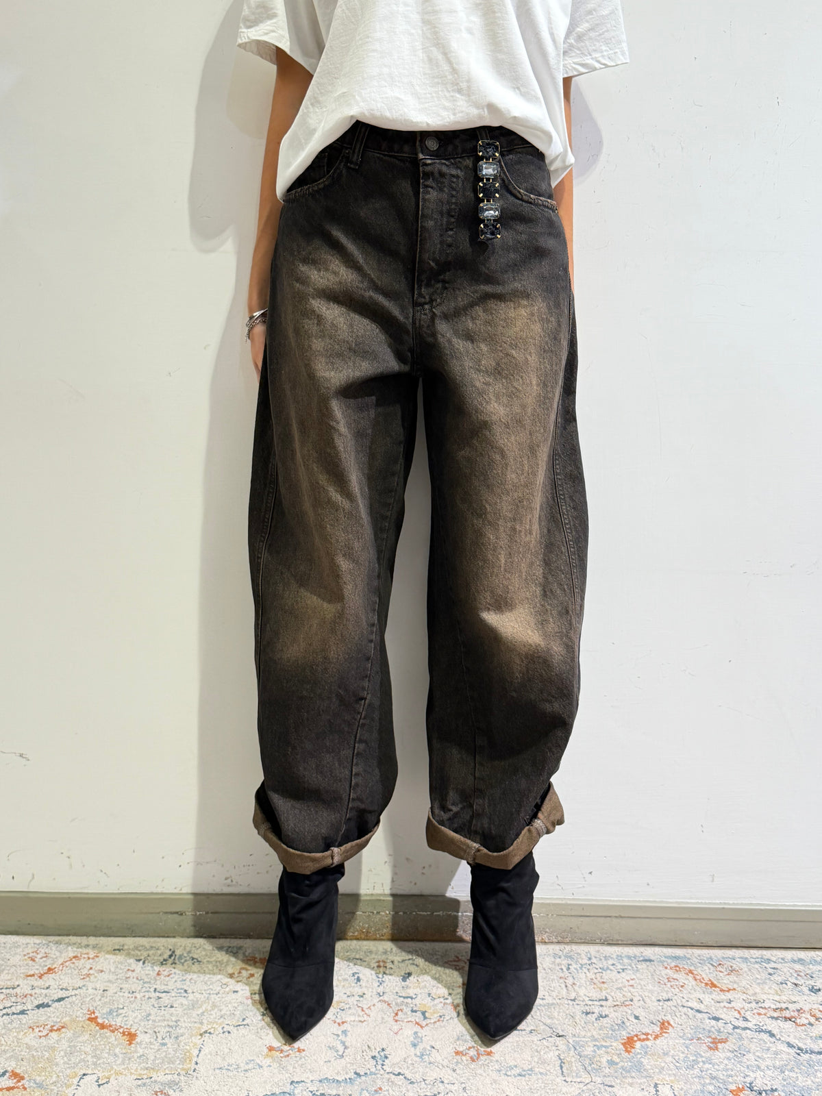 Souvenir - Jeans balloon effetto vintage nero