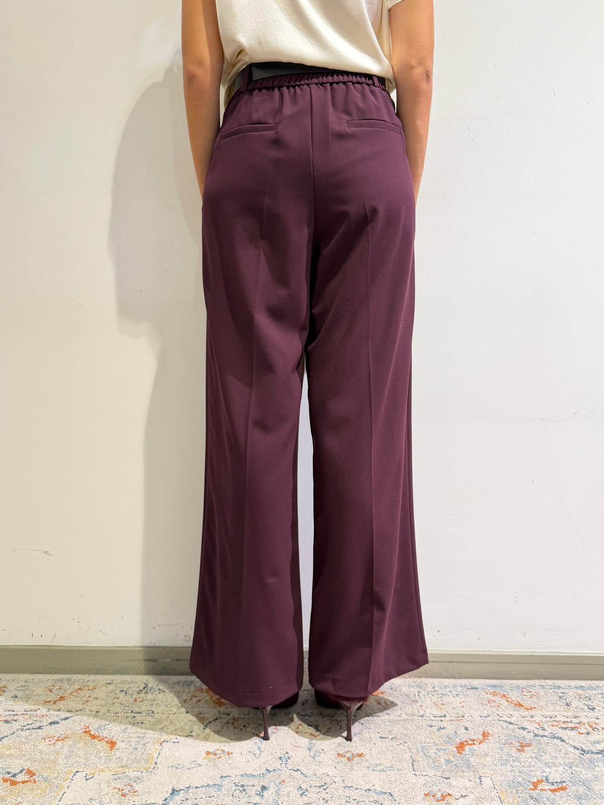 Motel - Pantalone con elastico dietro bordeaux