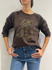 Vicolo - Felpa con orsetto strass moro