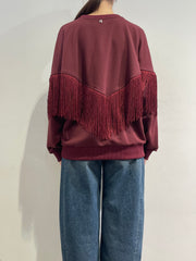 Dixie - Felpa con frange bordeaux