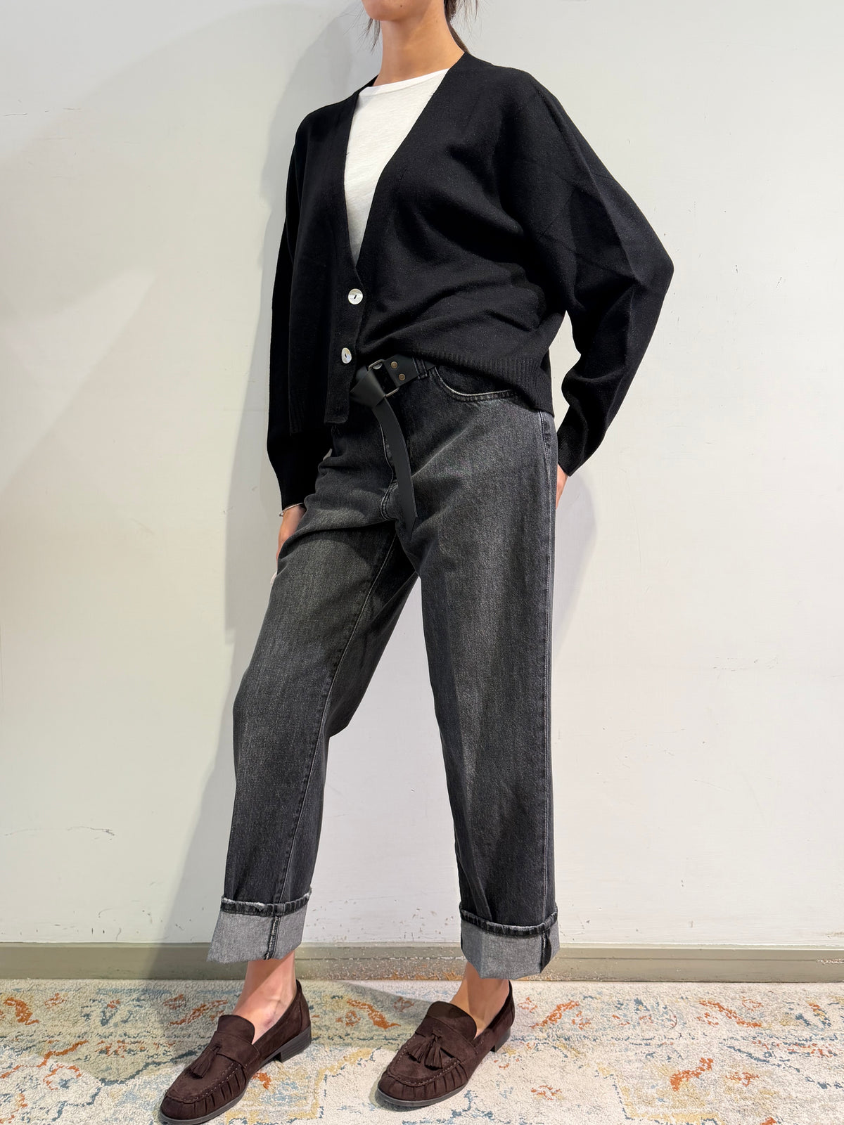 Haveone - Cardigan tre bottoni nero