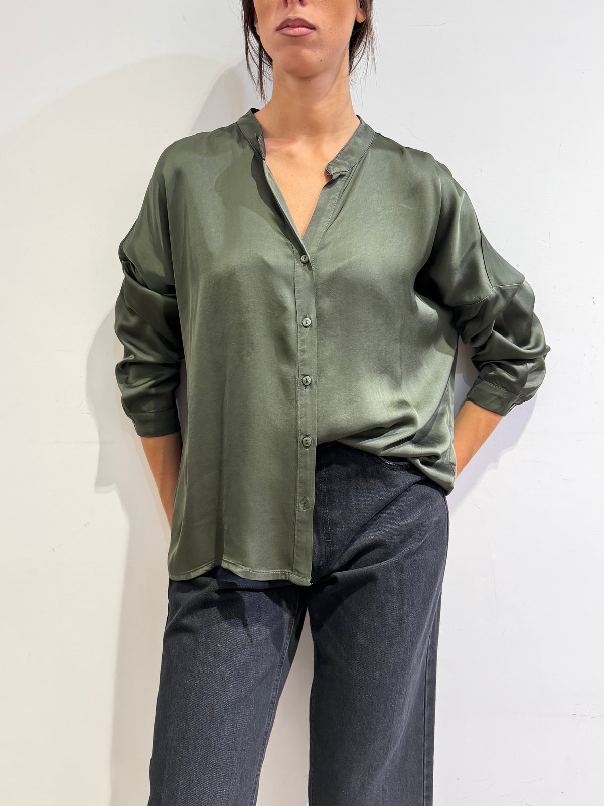 Motel - Camicia in satin militare