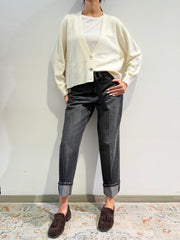 Haveone - Cardigan tre bottoni panna