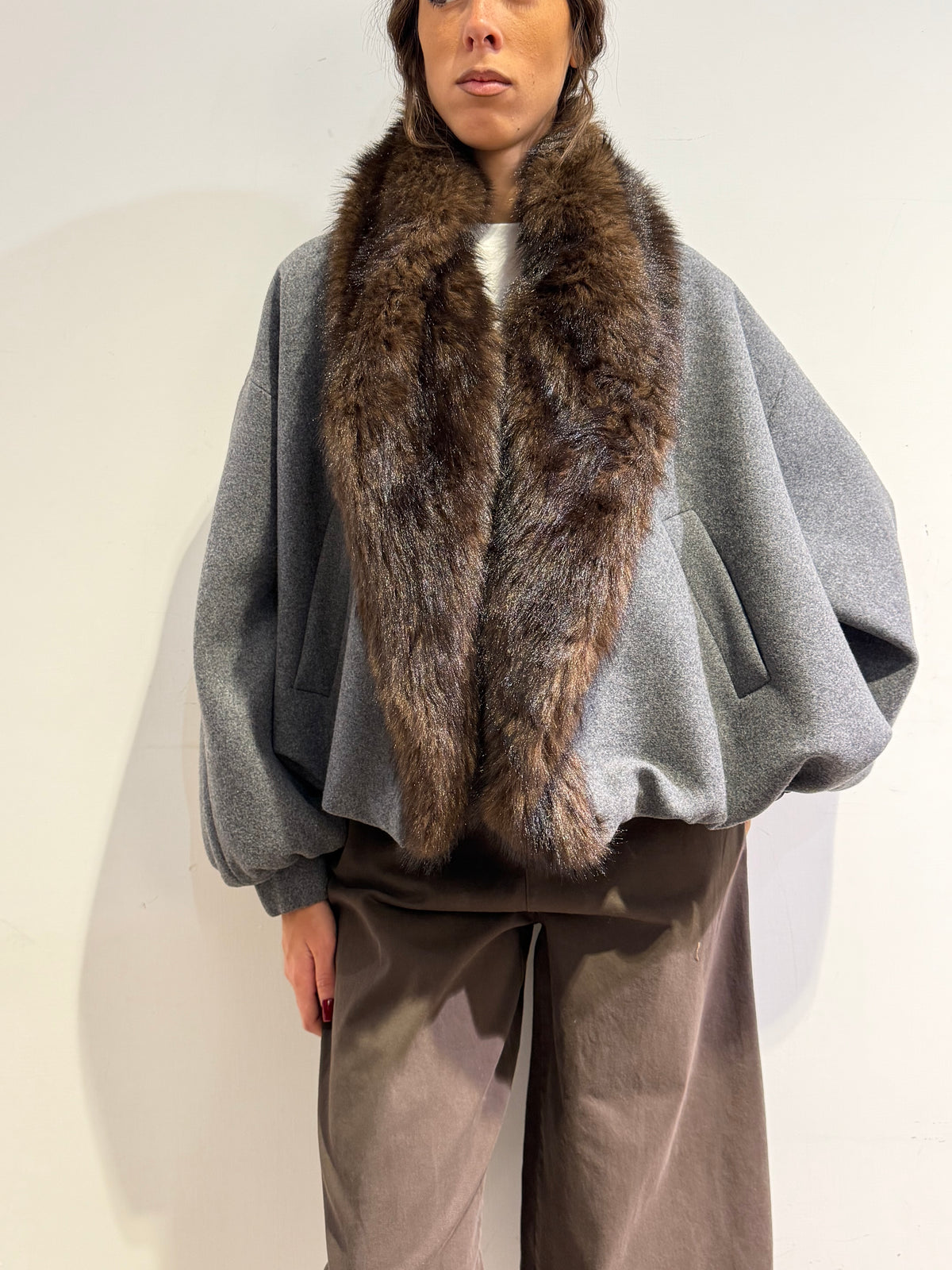 Le Streghe - Bomber in panno grigio